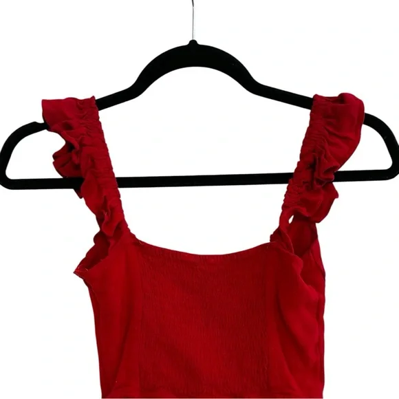Red‎ Ruffled Crop Top - Picture 4 of 4
